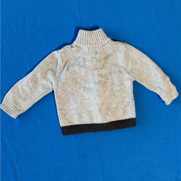 Nautical Toddler 18 Mos Full Zip Cardigan 100% Cotton 12" PTP Gray/Red/White - Picture 2 of 7